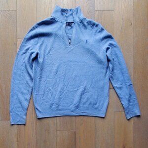 SILK Ralph Lauren Sweater Cornflower Blue Medium Men's EUC
